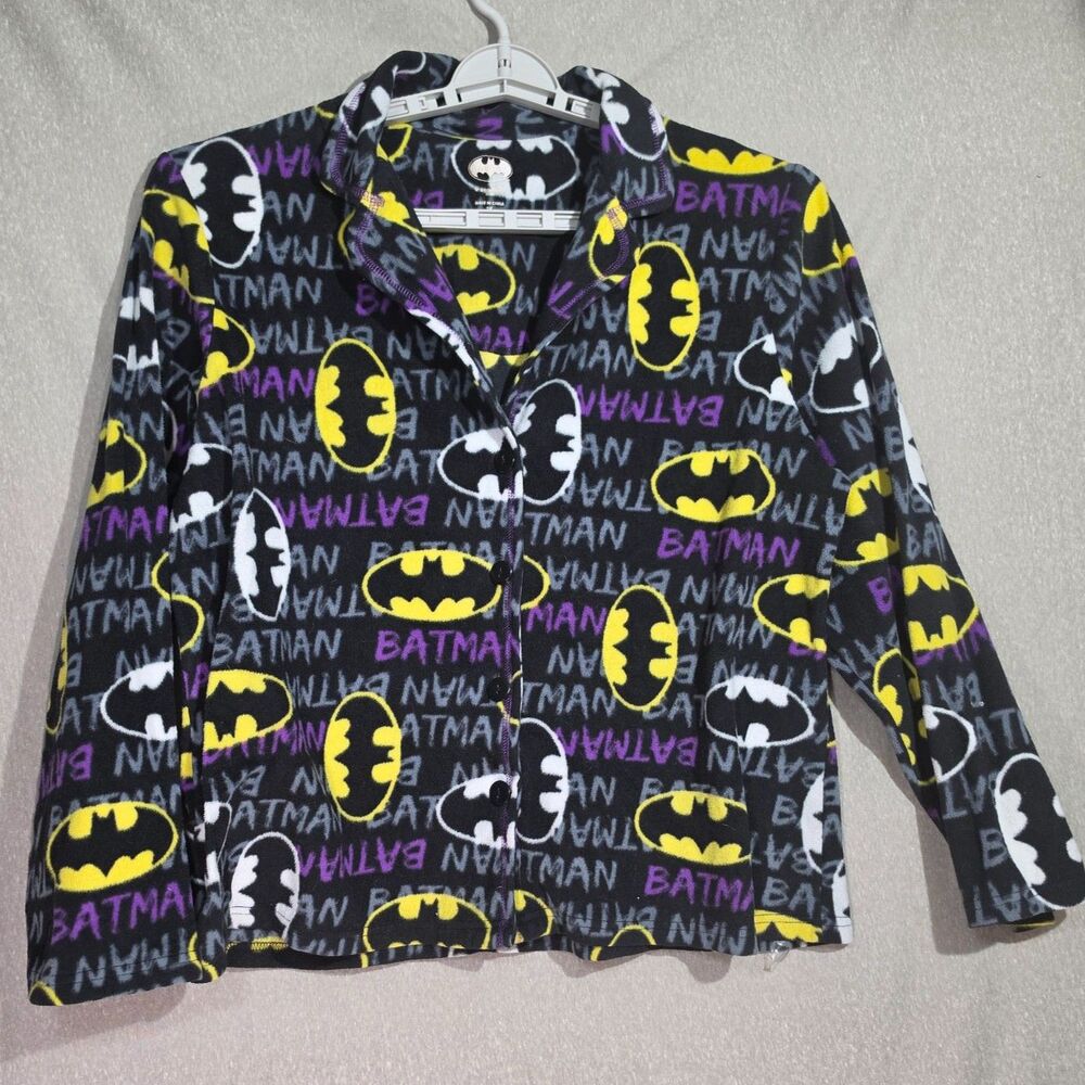 DC Comics Batman Fleece Pajama Top in Black Yellow Purple 2X
